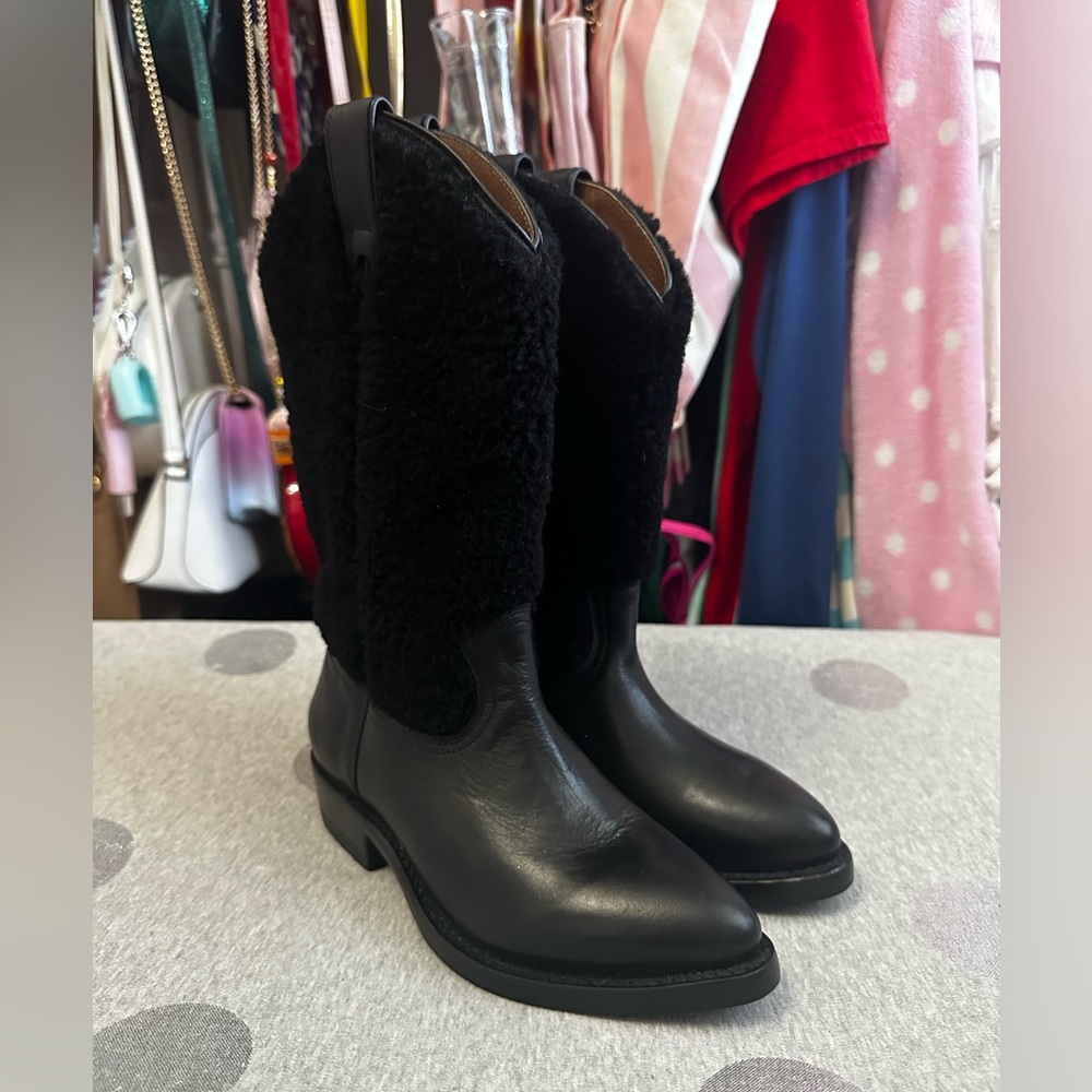 FRYE Billy Pull On Shearling Black Size 6